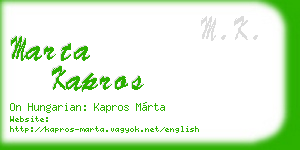 marta kapros business card